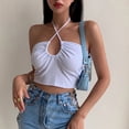 thumbnail image 2 of Women‘s Crisscross Halter Tank Tops  Sleeveless Solid Color Keyhole Crop Tops, 2 of 4
