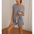 thumbnail image 2 of Richie House Pajamas Sets Short Sleeve Sleepwear Womens V-neck PJ Set Night RHW2925-D-L, 2 of 7