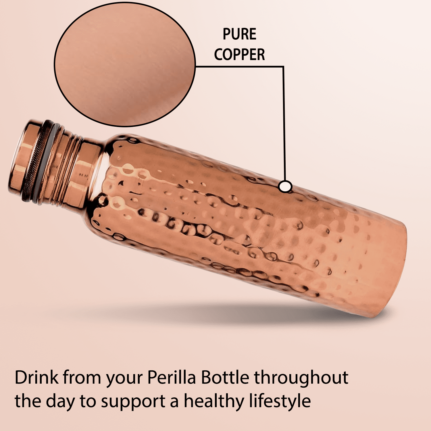 Perilla Home 100% Hammered (1 Litre ) Pure Copper Bottle With Leak Proof Contains Ayurveda Health Benefits For Drinking Water For Men Women Gym Yoga |Travelling | Hiking | Indoor | Outdoor | Office |