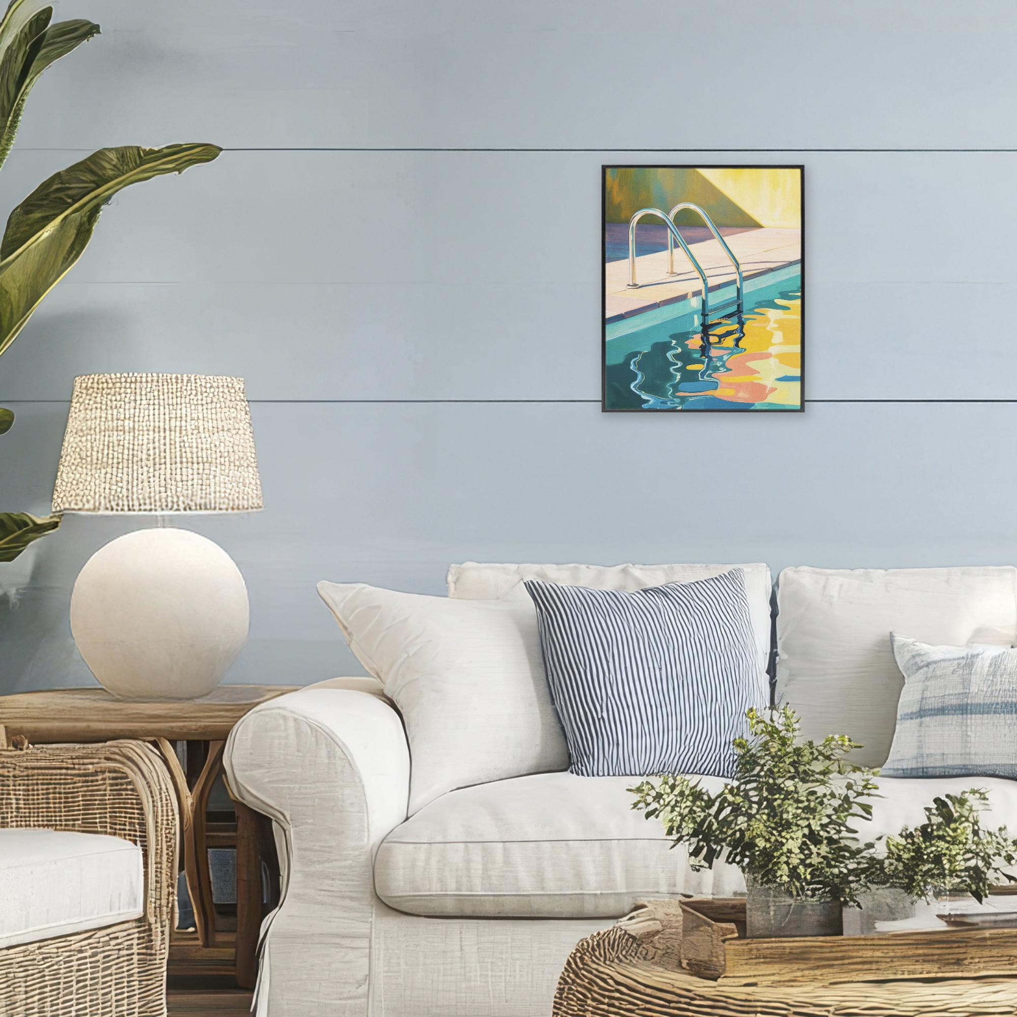 Stupell Industries Pool Ladder At Sunset Black Framed Giclee Art, design by Andreas Magnusson