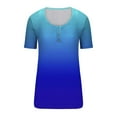thumbnail image 3 of loopsun Plus Size Tops for Womens,Womens Summer Tops,Women's Round Neck Button Up T-shirt Loose Short Sleeved Top Blue XXL, 3 of 4