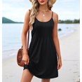 thumbnail image 4 of Summer Dresses for Women Adjustable Spaghetti Strap Beach Vacation Casual Cute Sundresses with Pockets Black S, 4 of 9