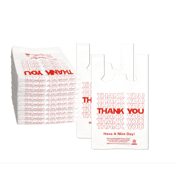 Thank You Bags, 1000 Pcs, White Plastic, 11.5X6.5x22, Retail Shopping & Merchandising Bags