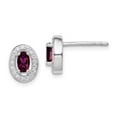 thumbnail image 4 of 925 Sterling Silver Rhodium Polished January Red & White CZ Oval Post Earrings, 4 of 5