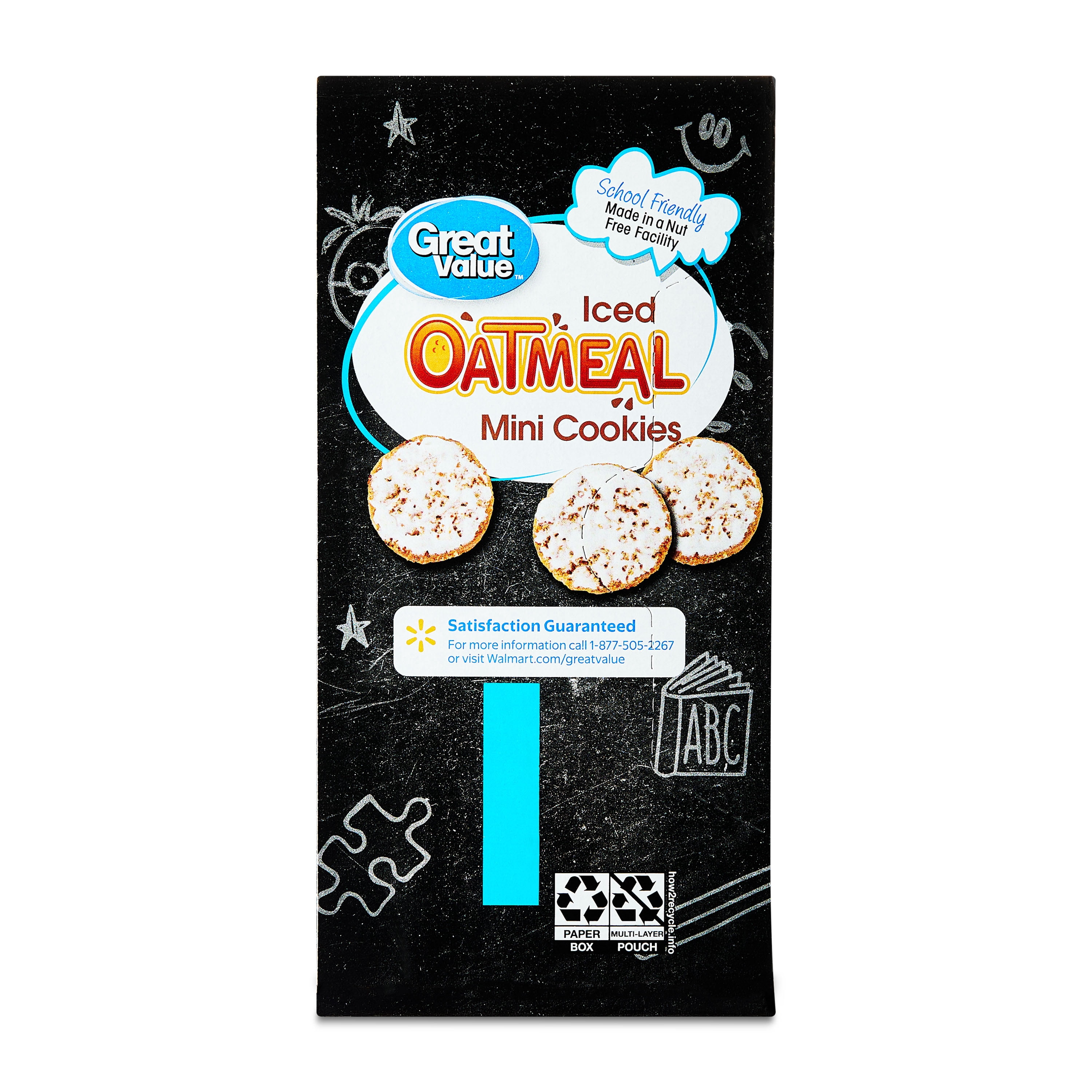 Great Value Mini Iced Oatmeal Cookies, 1 oz, 10 Snack Packs
