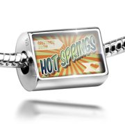 Neonblond Charm Greetings from Hot Springs, Vintage Postcard 925 Sterling Silver Bead