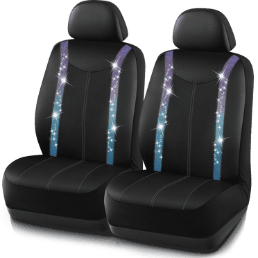 Auto Drive 2Piece  Premium Blue Bling Crystal Rhinestone Car Seat Covers - Universal Fit, 25SC65