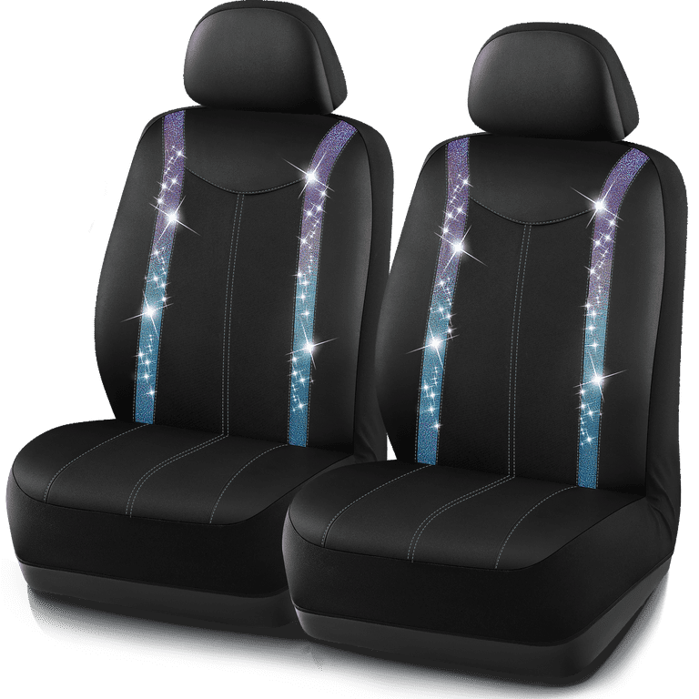 Auto Drive 2-Piece Blue Bling Crystal Rhinestone Seat Covers photo 1