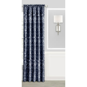 Simple Elegance by Ben&Jonah Floral Bliss Rod Pocket Window Curtain Panel - 52"W x 84"L - Navy