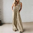 thumbnail image 2 of ClodeEU Women's V Neck Sleeveless Wide Leg Jumpsuit,Casual Loose Romper with Pockets Beige,Women's Plus L, 2 of 8