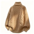 thumbnail image 6 of Vxararl Men Chunky Cable Knit Pullover Jumper, Thermal Turtleneck Long Sleeve Sweater Classic Stylish Warm Fall Winter Knitted Top for Dating And Vacation Brown XL, 6 of 6