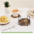 thumbnail image 5 of Yayeee 6 PCS Drink Coasters with Holder Set Woven Absorbent Round Tabletop Hot Pad, Gold Flower, 5 of 7
