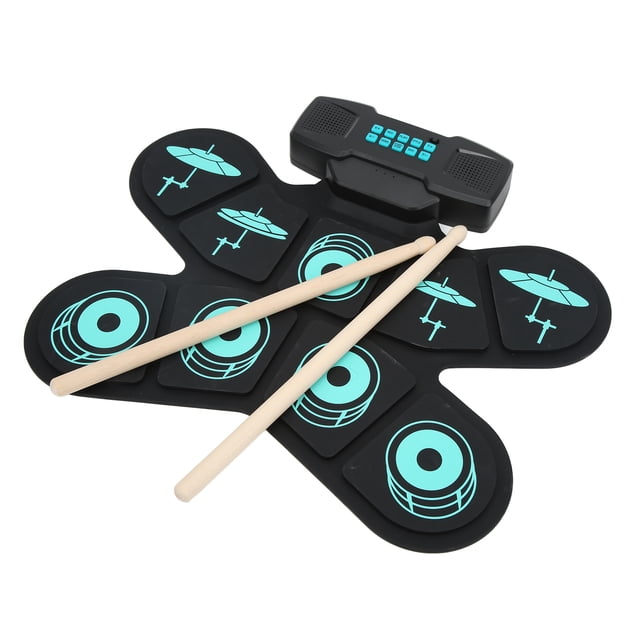Juego De Batería Electrónica, Altavoces Duales Portátiles Incorporados, Almohadilla De Batería Plegable Portátil Recargable Para Aprender A Tocar El Tambor