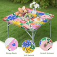 thumbnail image 4 of Pioneer Flower Floral Print Pattern Square Fitted Tablecloth with Elastic Edge,Square Table Cover,Washable Elastic Table Cover for Home Kitchen Party Decor 34"x34", 4 of 6