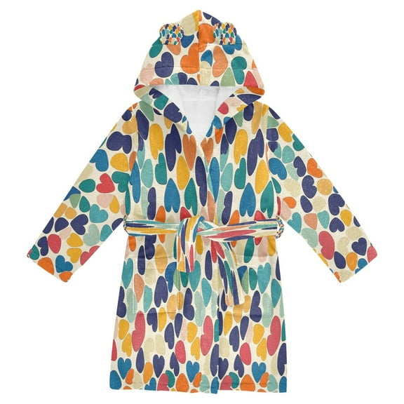 FORMRS Kids Bathrobe Unisex Hooded Robe Toddler Pajamas Sleepwear, Size 2-3T, Colorful Clover Pattern