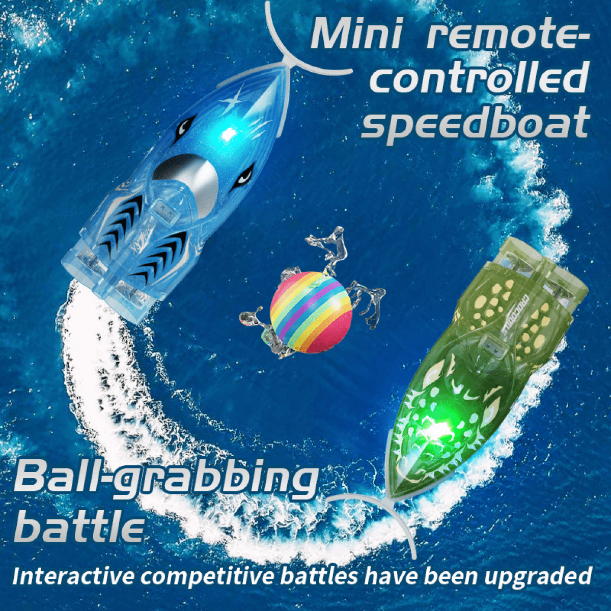 Mini Remote Control Boat for Kids, 360° Rotation RC Water Toys for Pool with Lights for Boys Girls Christmas Birthday Gifts - Shark