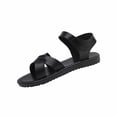 thumbnail image 3 of YgkuHd Women's Casual Flat Sandals Modern Crisscross Toe Strap Sleek Ankle Strap Contoured Padded Footbed Black,5.5, 3 of 9