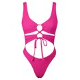 thumbnail image 2 of Hilor Women's Sexy High Cut One Piece Swimsuit Cutout Thong Monokini Bathing Suit Lace Up Bikini Swimwear, 2 of 8
