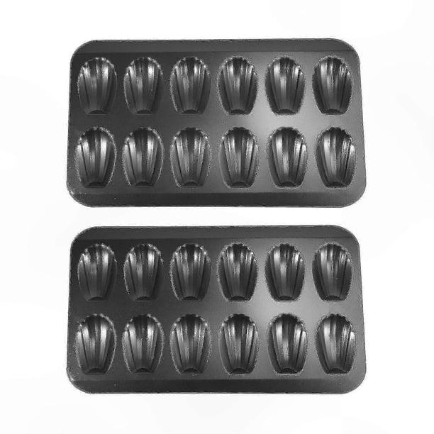 2-Pack Nonstick Madeleine Baking Pans, 12-Cavity Cake Tins for Crust Chocolate Bread Loaves