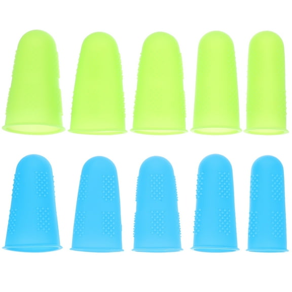 Shuliwen finger cover 10pcs Silicone Finger Cover Anti-scalding Finger Protective Sleeves Non-slip Fingertip Cover for Men Women (Blue   Green)
