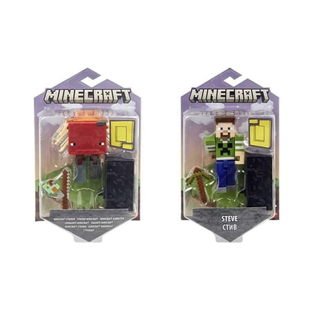 Set of 2 - Minecraft Build-A-Portal 3.25-in Figures - (Strider + Creeper Steve)