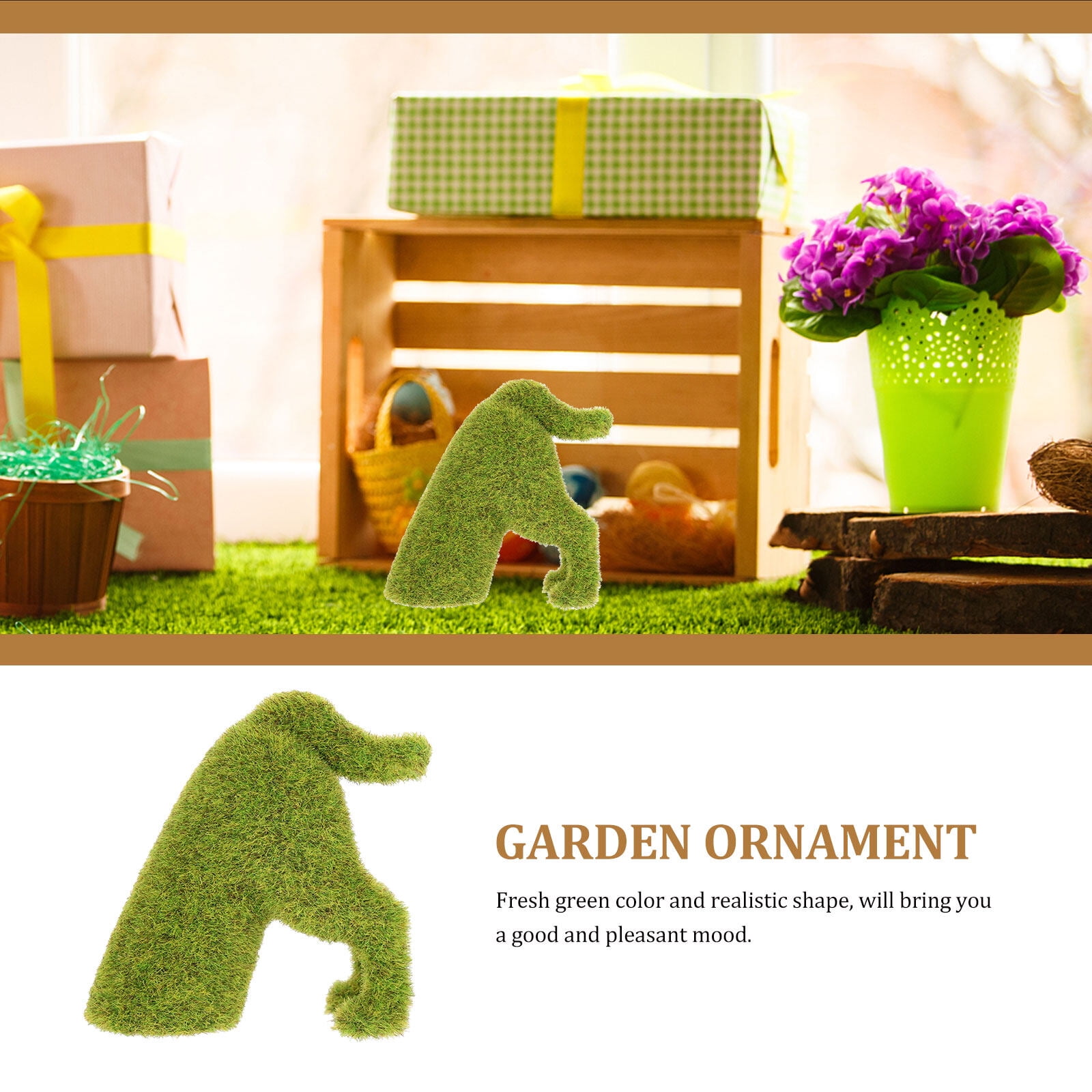 WORGEOUS 2pcs Moss Statue Flocked Puppy Flocking Peeing Sculpture Green Grass Topiary Figurines Artificial Turf Garden Table Centerpiece