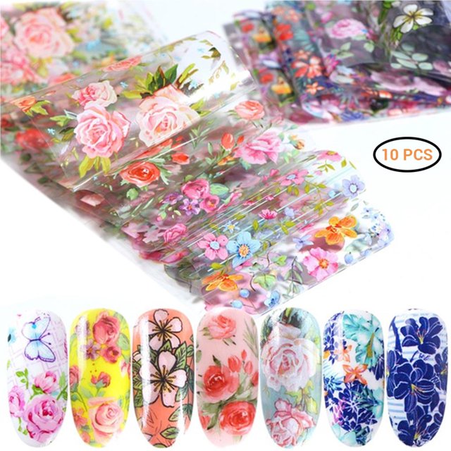 Pegatinas Adhesivas De Lámina Para Decoración De Uñas Con Flores, Envolturas De Transferencia Para Decoración De Uñas, Kit De Decoración De Manicura Advancent CE003535-00