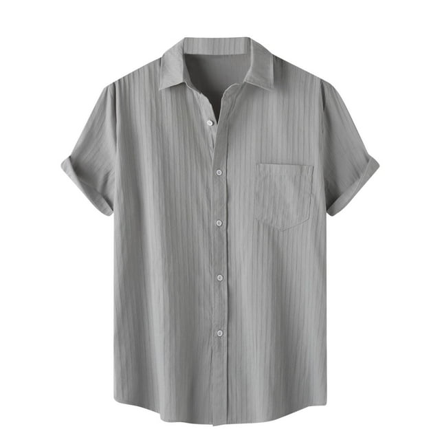 Dagugfen Work Shirts for Men Short Sleeve Button down Loose Solid Color Office Casual Shirts with Pocket
