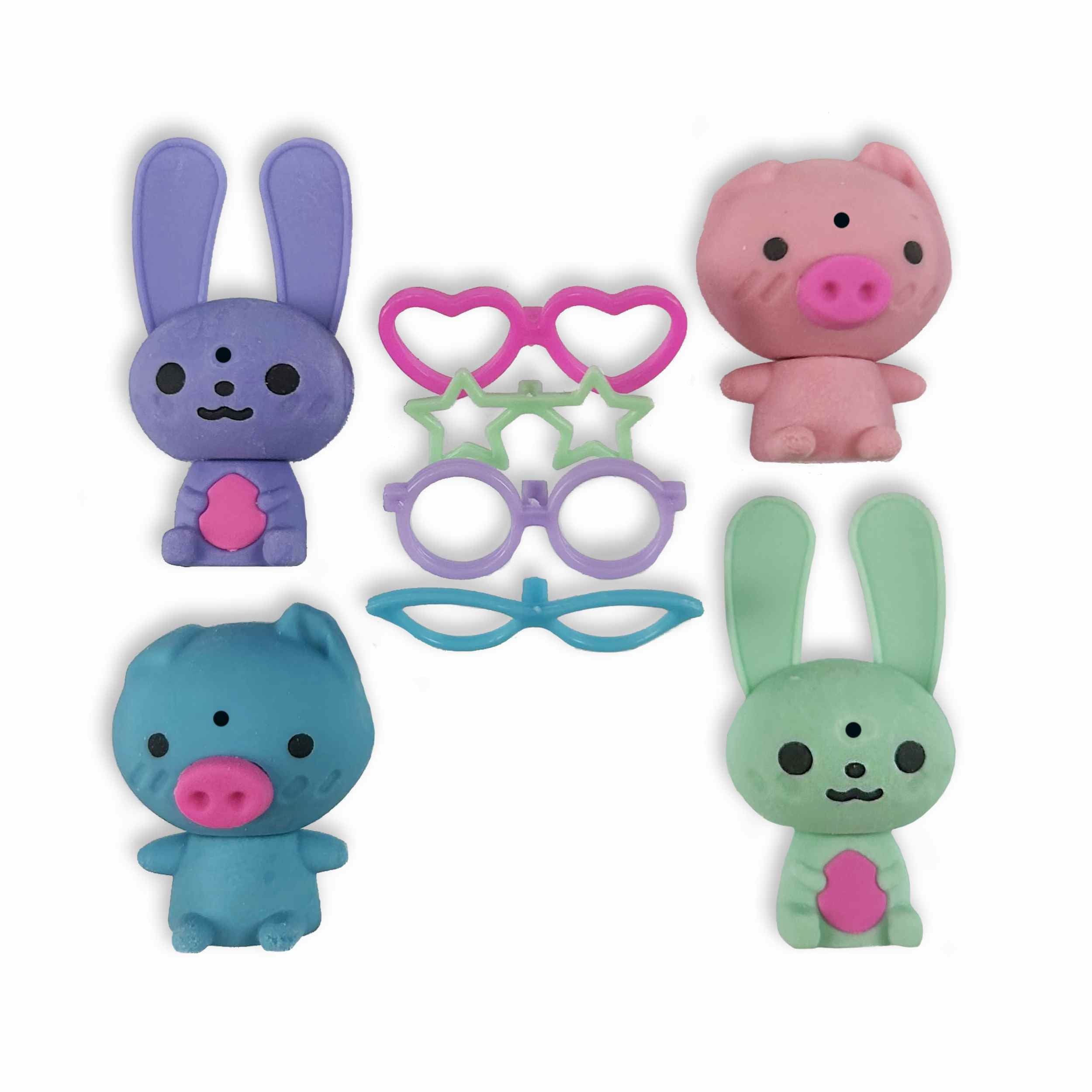 (2 pack) Ja-Ru Kawaii Cutie Eraser Buddies Playset, 1 Piece Set Plastic, All Ages Novelty Toy