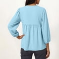thumbnail image 5 of CYMMPU Women's Summer Basic 3/4 Sleeve Crew Neck Blouse Top, Casual Lightweight Long Sleeve Top for Ladies Light Blue S, 5 of 6