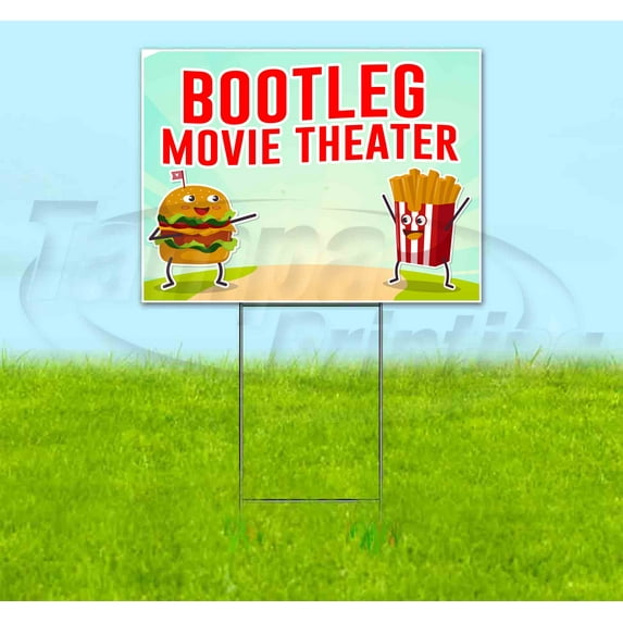 Bootleg Movie Theater (18" x 24") Yard Sign, Includes Metal Step Stake
