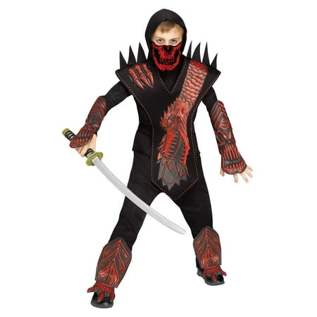 Fun World Skull Dragon Ninja Halloween 6pc Boy Costume
