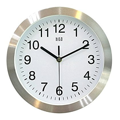 ticking hito silent inches clock non frame metal glass silver wall cover