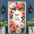 thumbnail image 5 of Pink Roses 90th Birthday Banner Golden Lettering  Display Floral Decor Pink Background Floral Backdrop for 90th Birthday Party Senior Celebration Family Gathering, 5 of 8