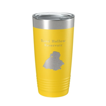 

Sand Hollow Reservoir Tumbler Lake Map Travel Mug Insulated Laser Engraved Coffee Cup Utah 20 oz Yellow