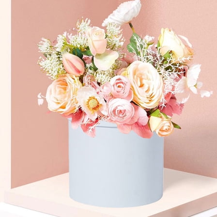 PAMINGONO Round Paper Flower Bucket 1Pack White For Floral Arrangements In Home And Mall