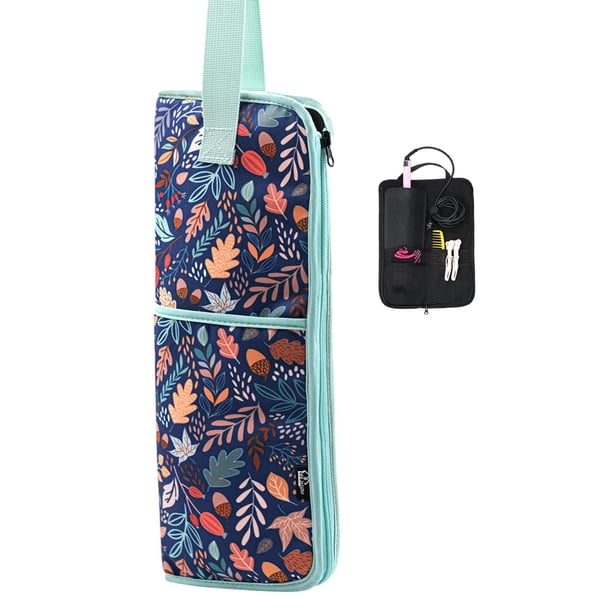 WK IEASON Estuche para plancha para el cabello, bolsa de lona, ??resistente al calor, rizador, alisador, bolsa para herramientas para el cabello, rizador, bolsa organizadora (bolsa de tela con estampa