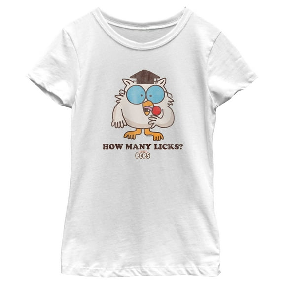 Girl's Tootsie Pop Mr. Owl How Many Licks  Graphic Tee White Medium