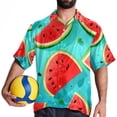 thumbnail image 4 of Watermelon Men's Casual Button Down Short Sleeve Printed Summer Beach Shirts, 4 of 6