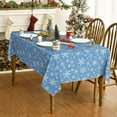 thumbnail image 4 of Christmas Tablecloth 60×102 Inch Rectangular, White Snow Blue Washable Table Cover for Party Picnic Dinner Decor, 4 of 6