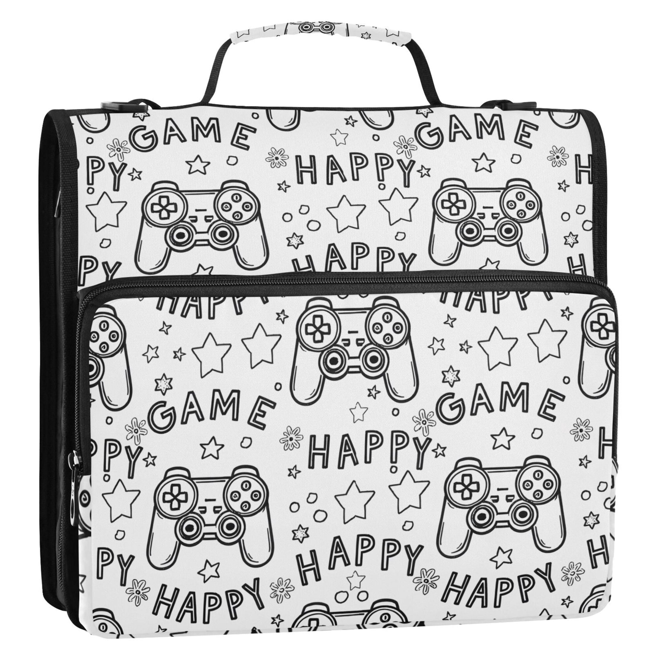 ALAZA Zipper Binder Cartoon Gamepad 3 Ring Trapper Keeper File Folder Organizer Bag