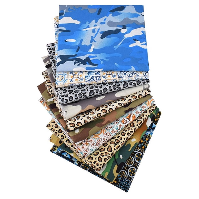 10-Piece Leopard Camouflage Printed Cotton Fabric for DIY Sewing