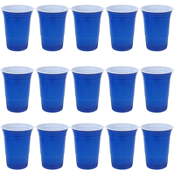 FELTECHELECTR 50 vasos de plástico desechables de 450 ml, vajilla para fiestas, juegos, cafeterías, bares y restaurantes (azul)