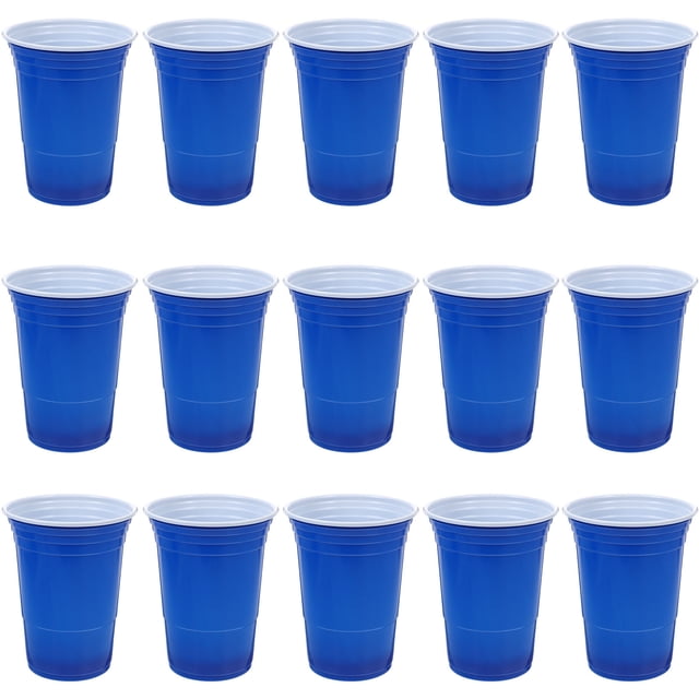 FELTECHELECTR 50 vasos de plástico desechables de 450 ml, vajilla para fiestas, juegos, cafeterías, bares y restaurantes (azul)
