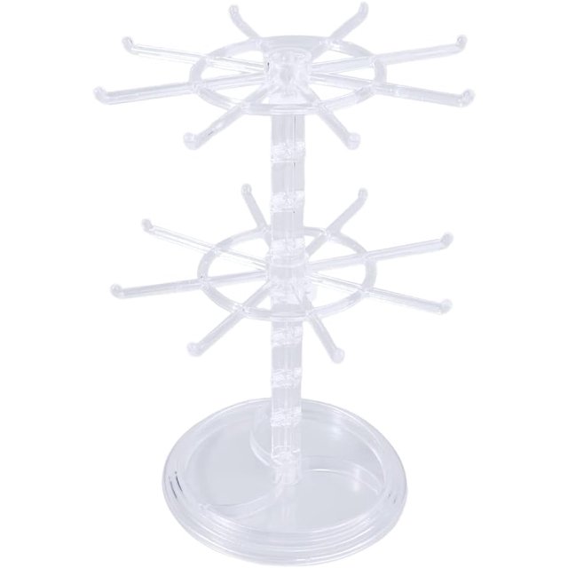 Double Layer Rotating Jewelry Display Stand, Jewelry Racks Holder Detachable Jewelry Organizer Necklaces Earrings Display Rack(F)