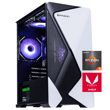 IPASON Gaming Desktop AMD Ryzen 5 5600GT (Beats Intel 10th-gen i7 & Lower) , AMD Radeon Vega 7 , 16GB RAM , 1TB M.2 NVMe , Windows 11 Home Prebuilt Gaming PC New Computers