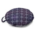 thumbnail image 1 of Abstract Round Floor Cushion with Handle, Repeating Connected Modernized Oriental Shapes Flowers Illustration Print, Pillow for Living Room & Dorms, 18" Round, Dark Purple White, by Ambesonne, 1 of 4