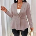 thumbnail image 3 of Women'S Plus Size Textured Button Down V Neck Ruffle Hem Jacket Pink XL, 3 of 4