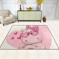 thumbnail image 3 of Dreamtimes Cute Hippo Girl in Sunglasses on Heart Lightweight Carpet Mats, 5'3" x 4' Area Soft Rugs, Floor Mat Rug Home Decoration for Kids Room Living Room, 63"x 48", 3 of 6