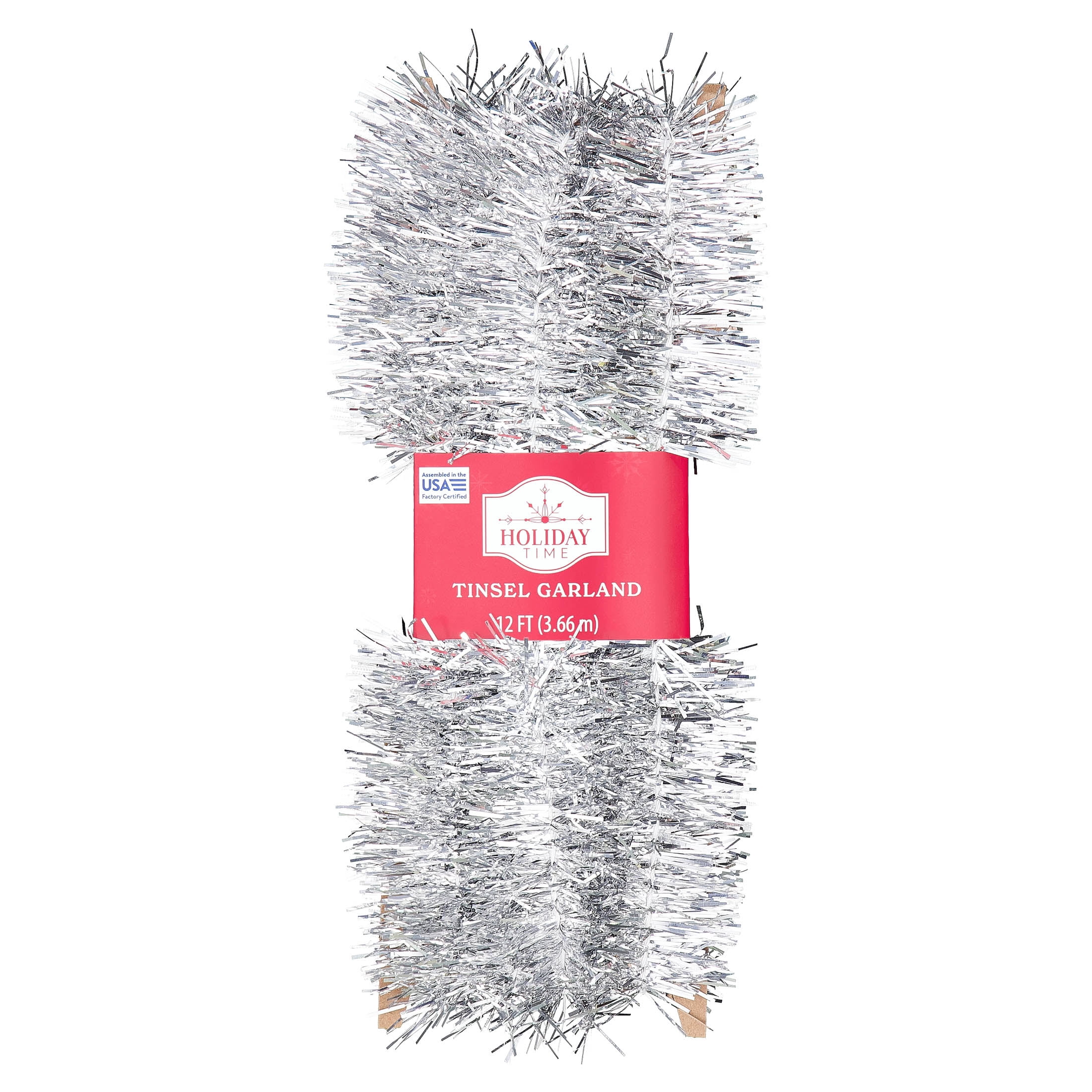 Tinsel Christmas Garland, Silver, 12', by Holiday Time